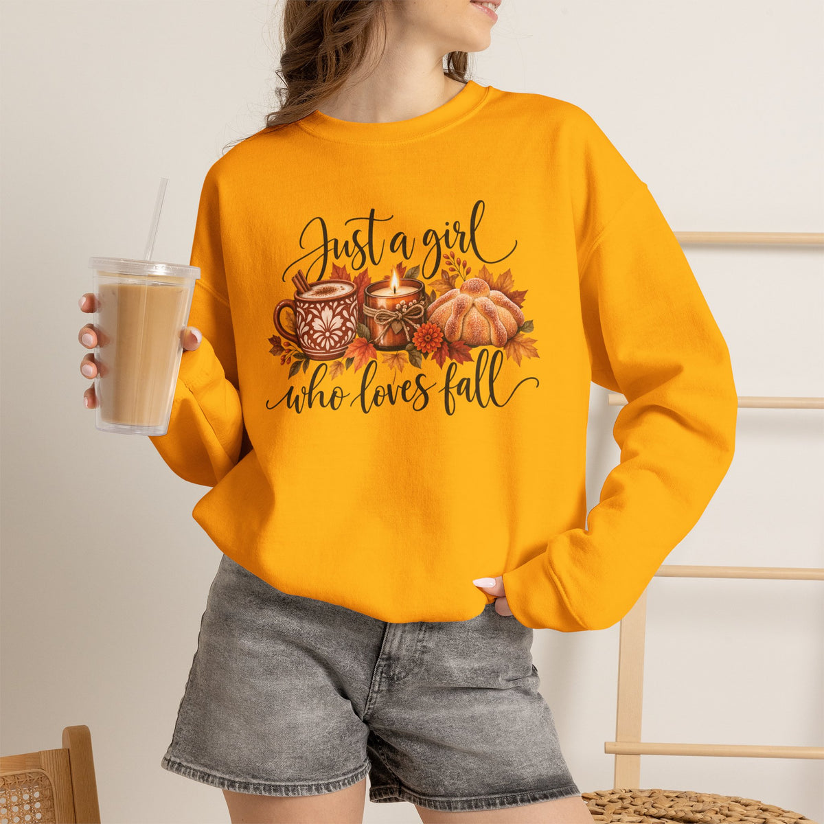 Just A Girl Who Loves Fall Crewneck Sweatshirt | Cozy Autumn Sweater, Pumpkin Spice Gift