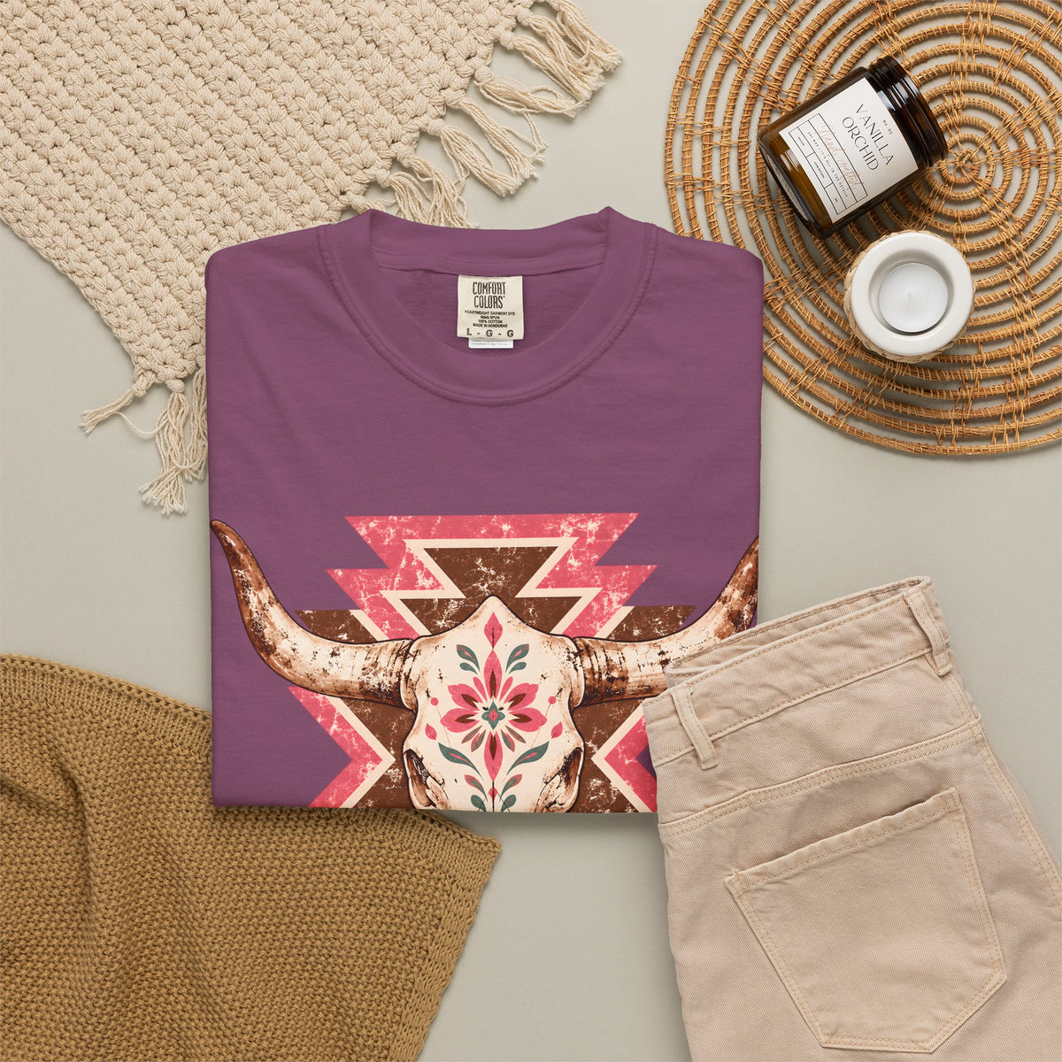 Vaquera Rosa Western Cow Skull Tee | Floral Southwestern Cowgirl Shirt