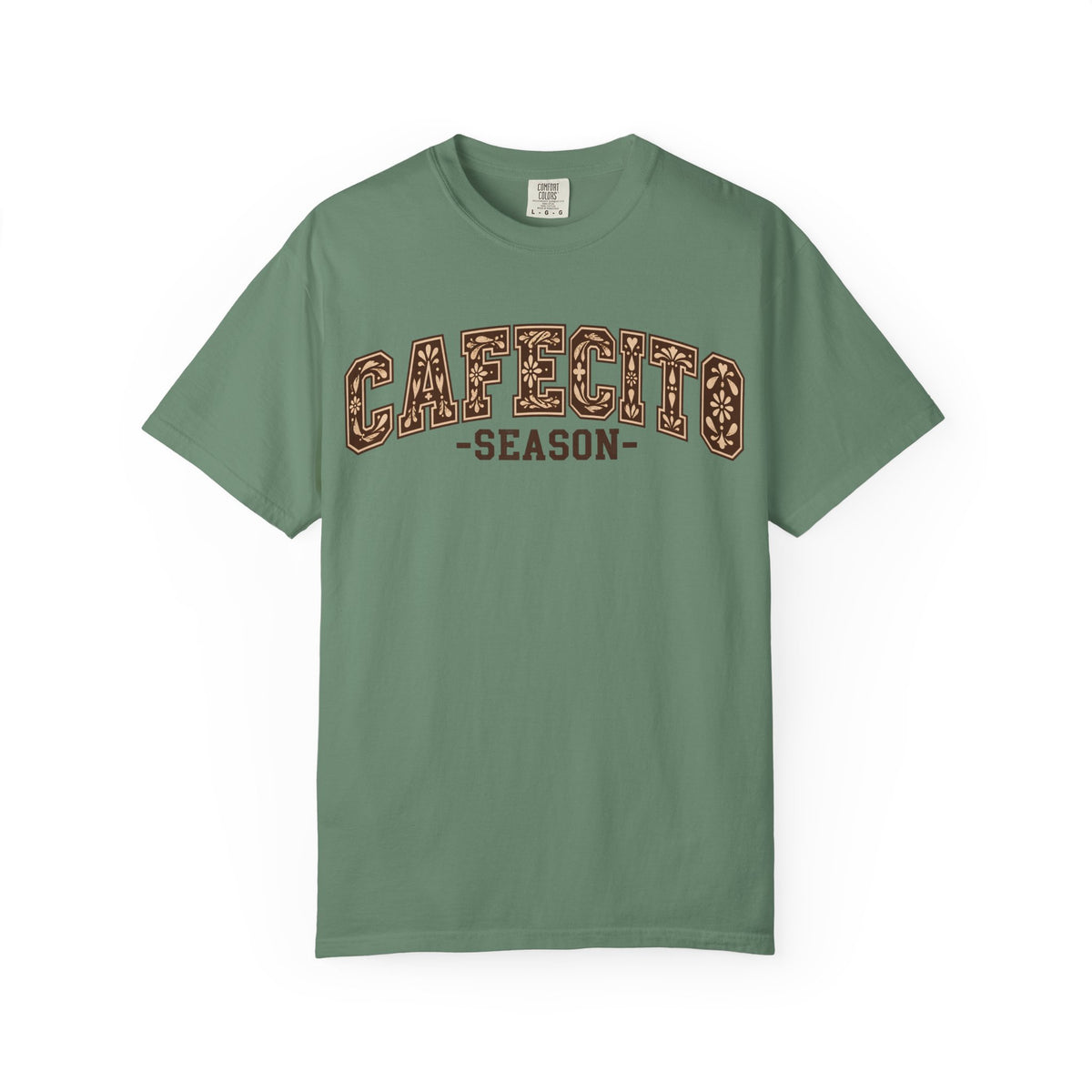 Cafecito Season Varsity T-Shirt | Comfort Colors Garment-Dyed Tee