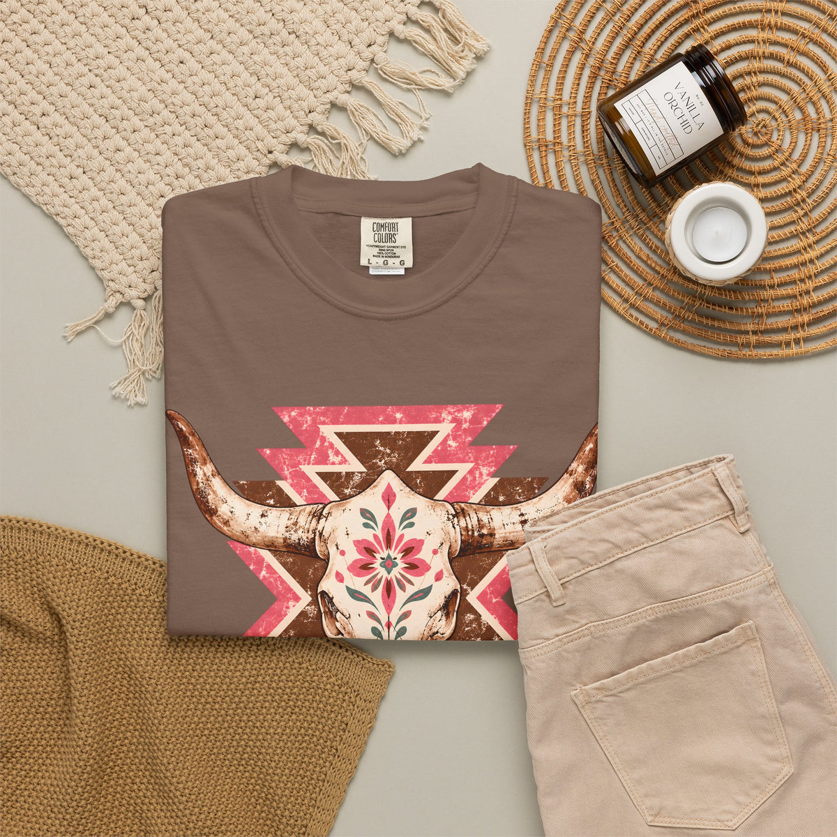Vaquera Rosa Western Cow Skull Tee | Floral Southwestern Cowgirl Shirt