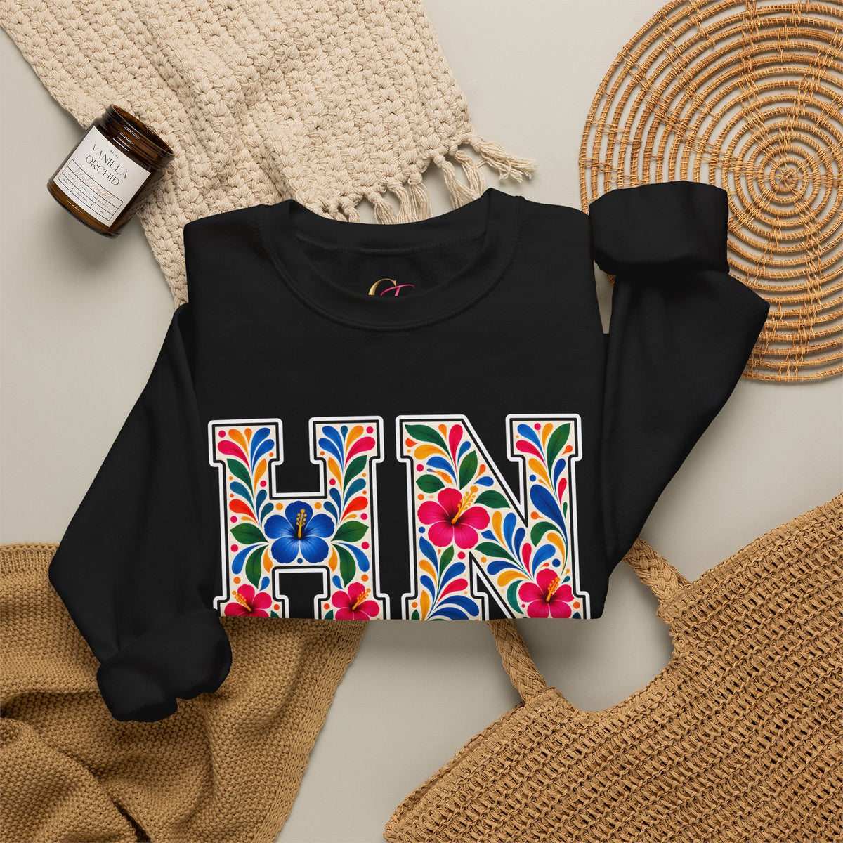 Honduras Floral Monogram Crewneck | Honduran Heritage Pride Sweatshirt