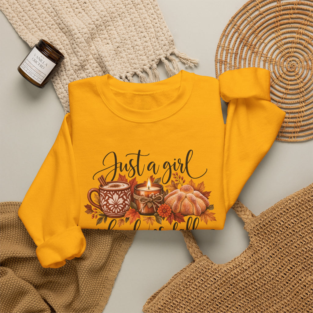 Just A Girl Who Loves Fall Crewneck Sweatshirt | Cozy Autumn Sweater, Pumpkin Spice Gift