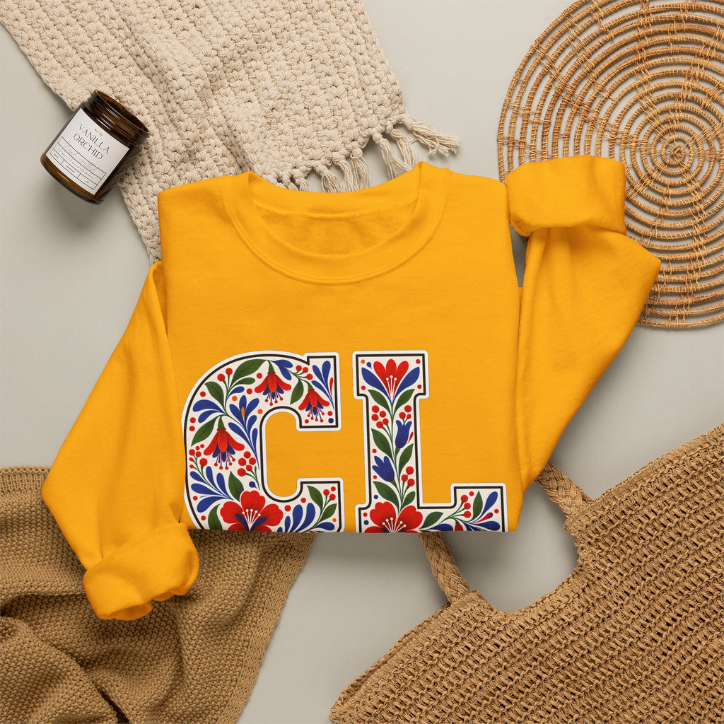 Chile Floral Monogram Crewneck | Chilean Heritage Pride Sweatshirt