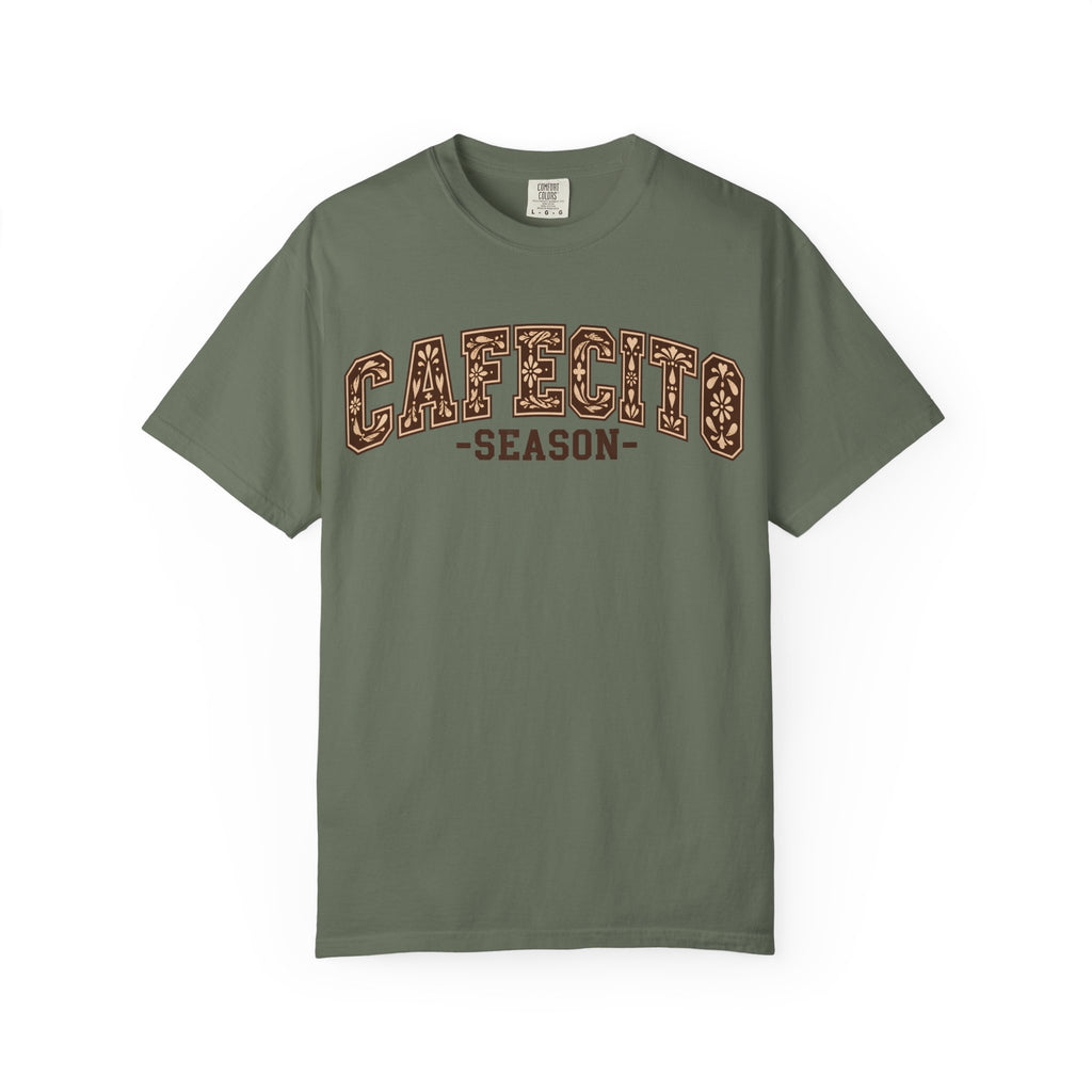 Cafecito Season Varsity T-Shirt | Comfort Colors Garment-Dyed Tee