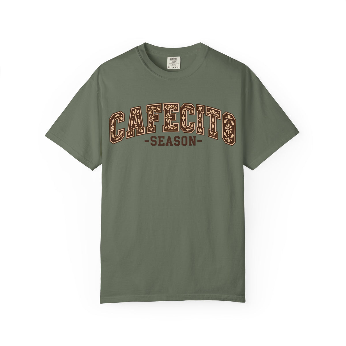 Cafecito Season Varsity T-Shirt | Comfort Colors Garment-Dyed Tee