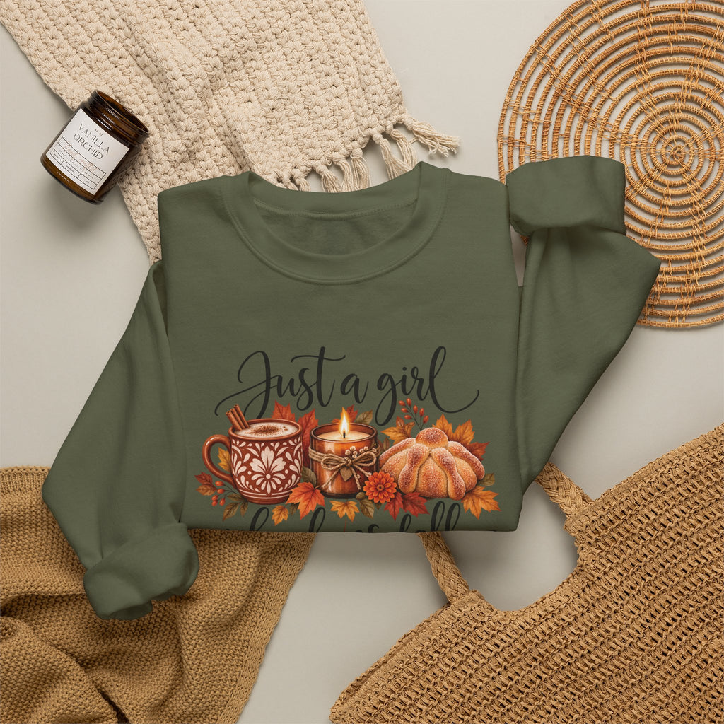 Just A Girl Who Loves Fall Crewneck Sweatshirt | Cozy Autumn Sweater, Pumpkin Spice Gift