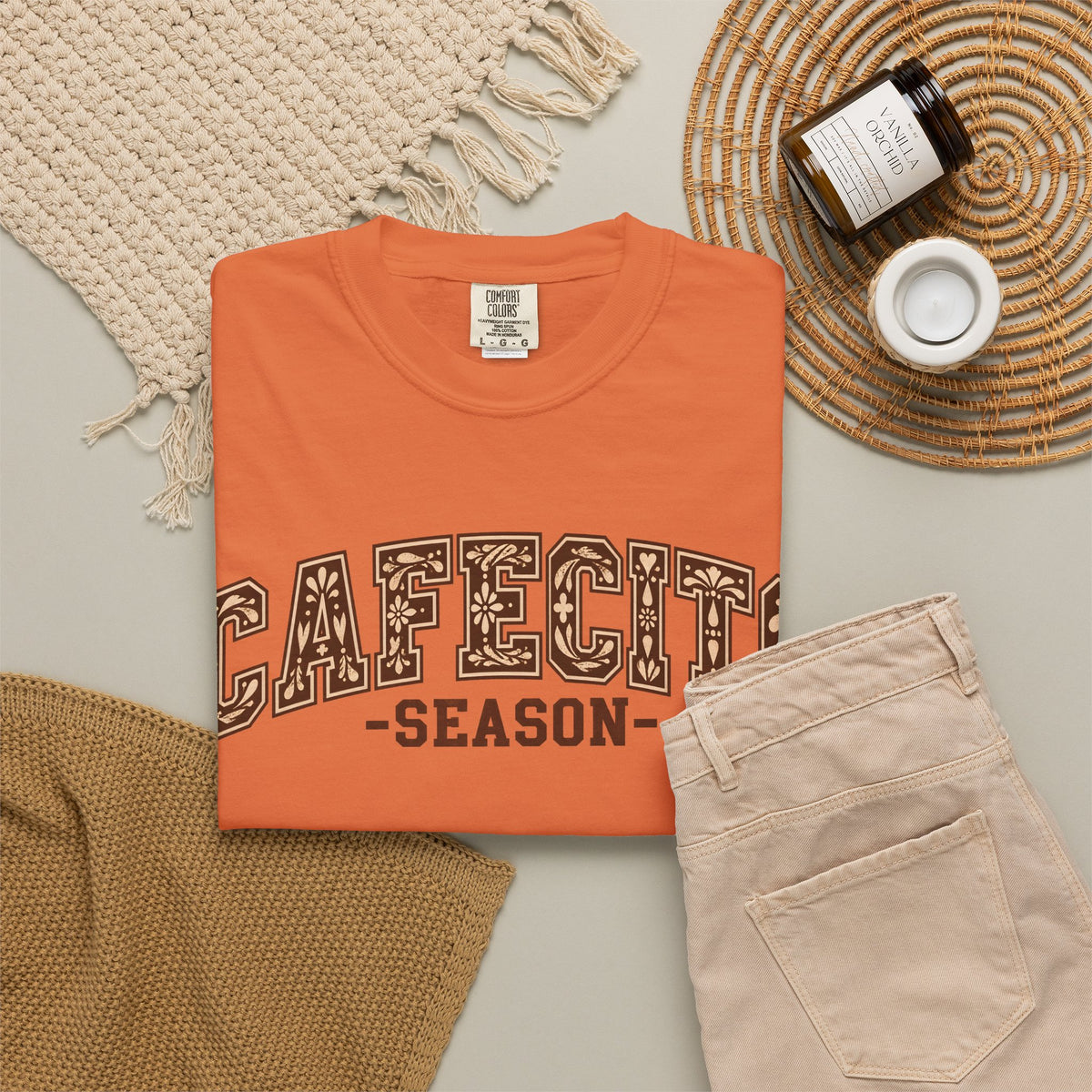 Cafecito Season Varsity T-Shirt | Comfort Colors Garment-Dyed Tee
