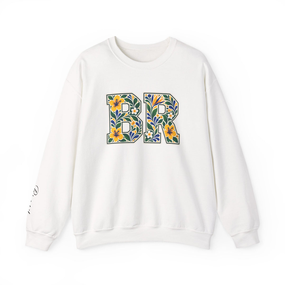 Brazil Floral Monogram Crewneck | Brazilian Heritage Pride Sweatshirt