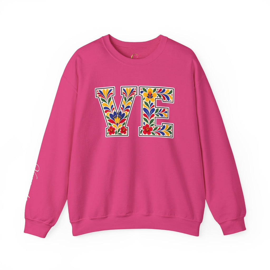 Venezuela Floral Monogram Crewneck | Venezuelan Heritage Pride Sweatshirt