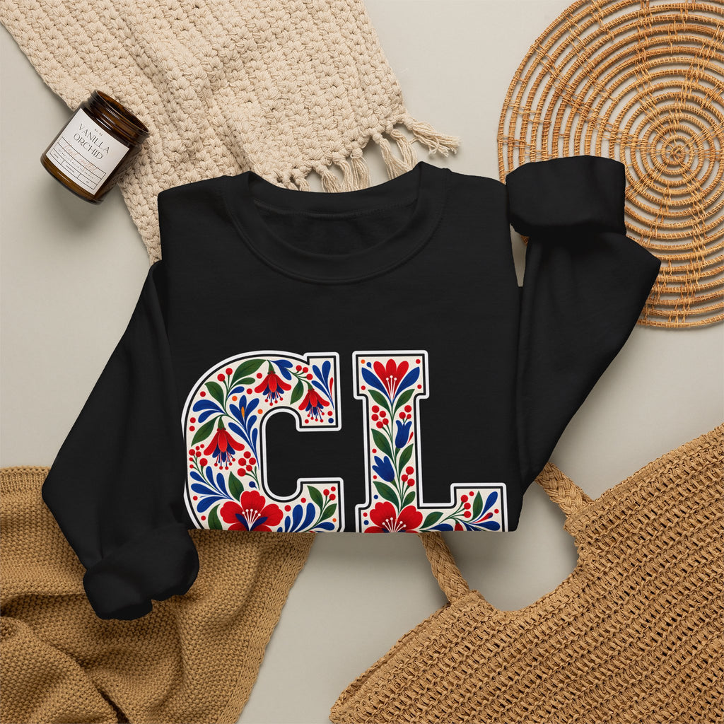 Chile Floral Monogram Crewneck | Chilean Heritage Pride Sweatshirt