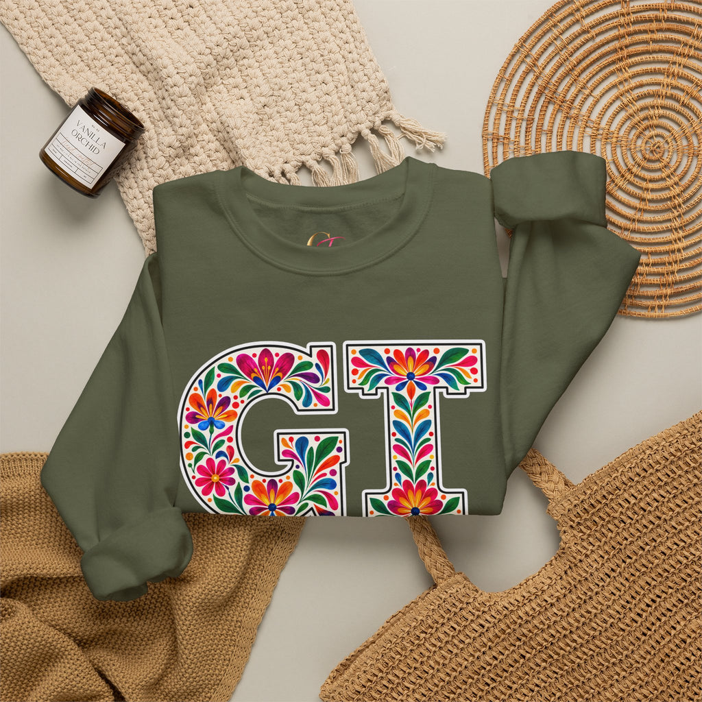 Guatemala Floral Monogram Crewneck | Guatemalan Heritage Pride Sweatshirt
