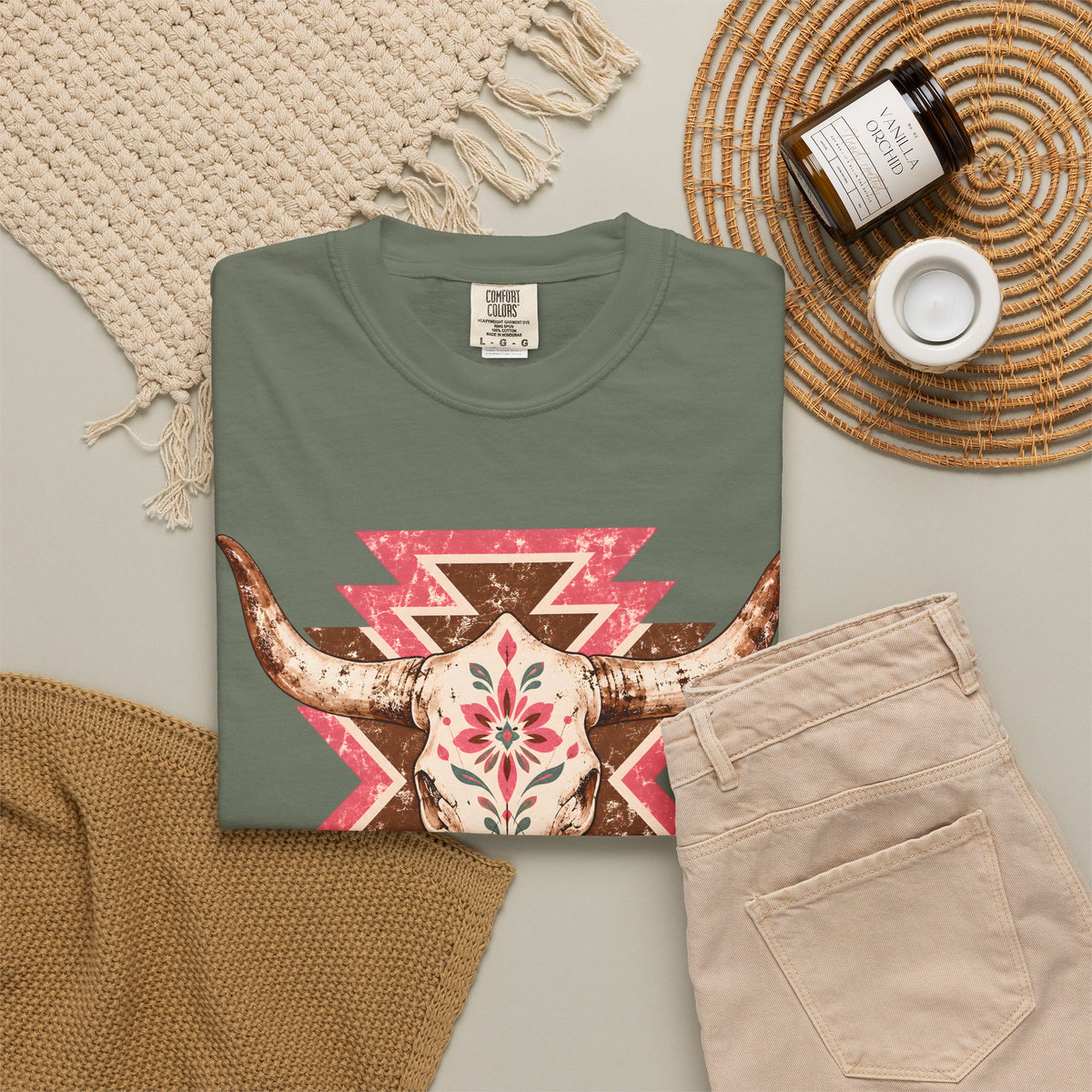 Vaquera Rosa Western Cow Skull Tee | Floral Southwestern Cowgirl Shirt