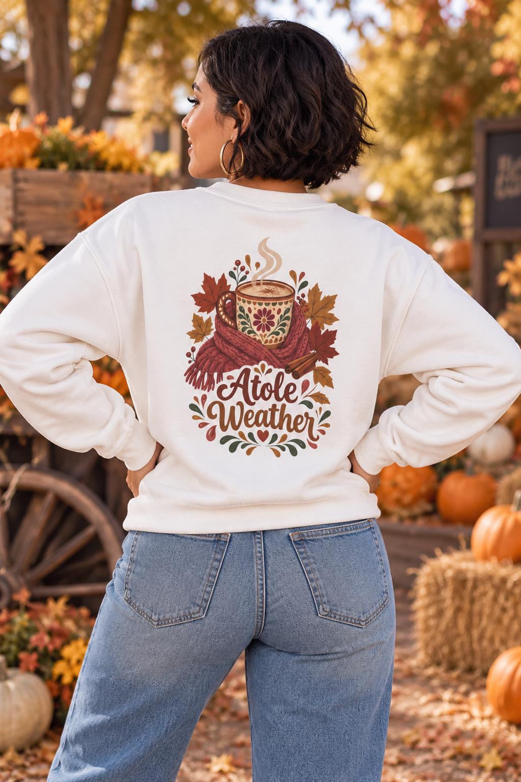 Atole Weather Crewneck Sweatshirt – Cozy Latina Fall Sweater