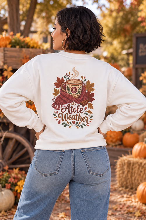 Atole Weather Crewneck Sweatshirt – Cozy Latina Fall Sweater