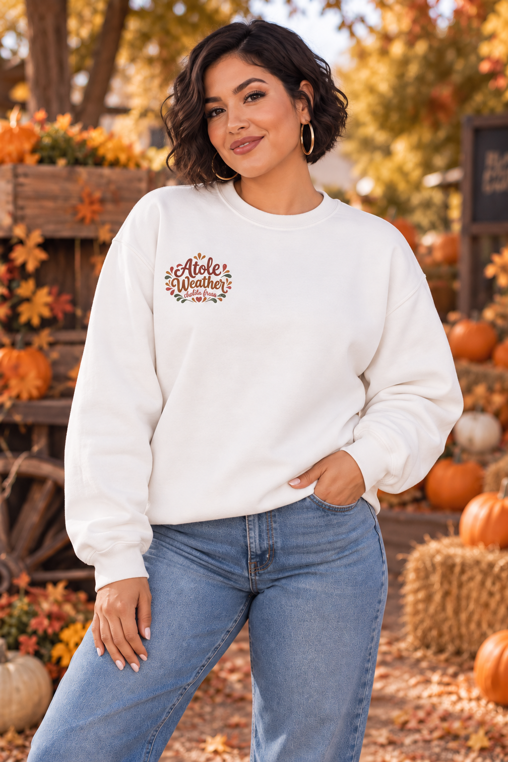 Atole Weather Crewneck Sweatshirt – Cozy Latina Fall Sweater